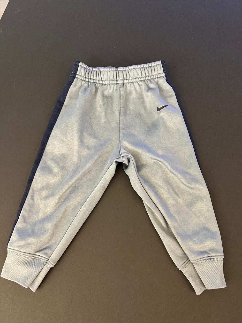 Nike Kids Light Gray Joggers with Navy Side Panels